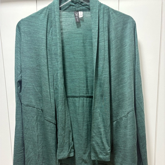 IBEX Open Front Cardigan Sweater Green Womens Size Small 100% Merino Wool - Picture 1 of 3